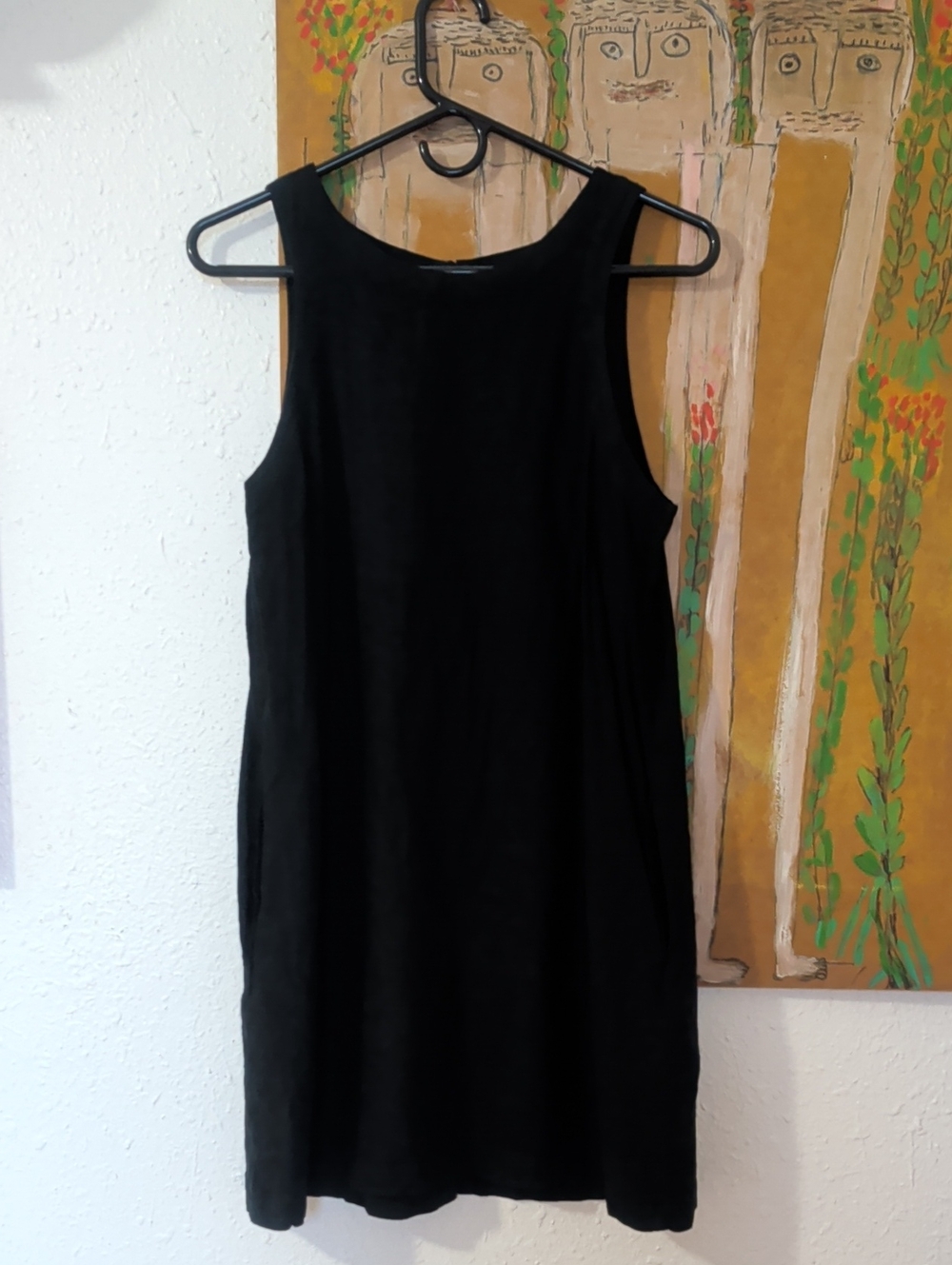 A New Day Linen Blend Classic Black Sleeveless Women's Dress